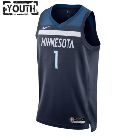 Minnesota Timberwolves Anthony Edwards 1 Nike 2022-23 Icon Edition Navy Pelipaidat Swingman - Lasten